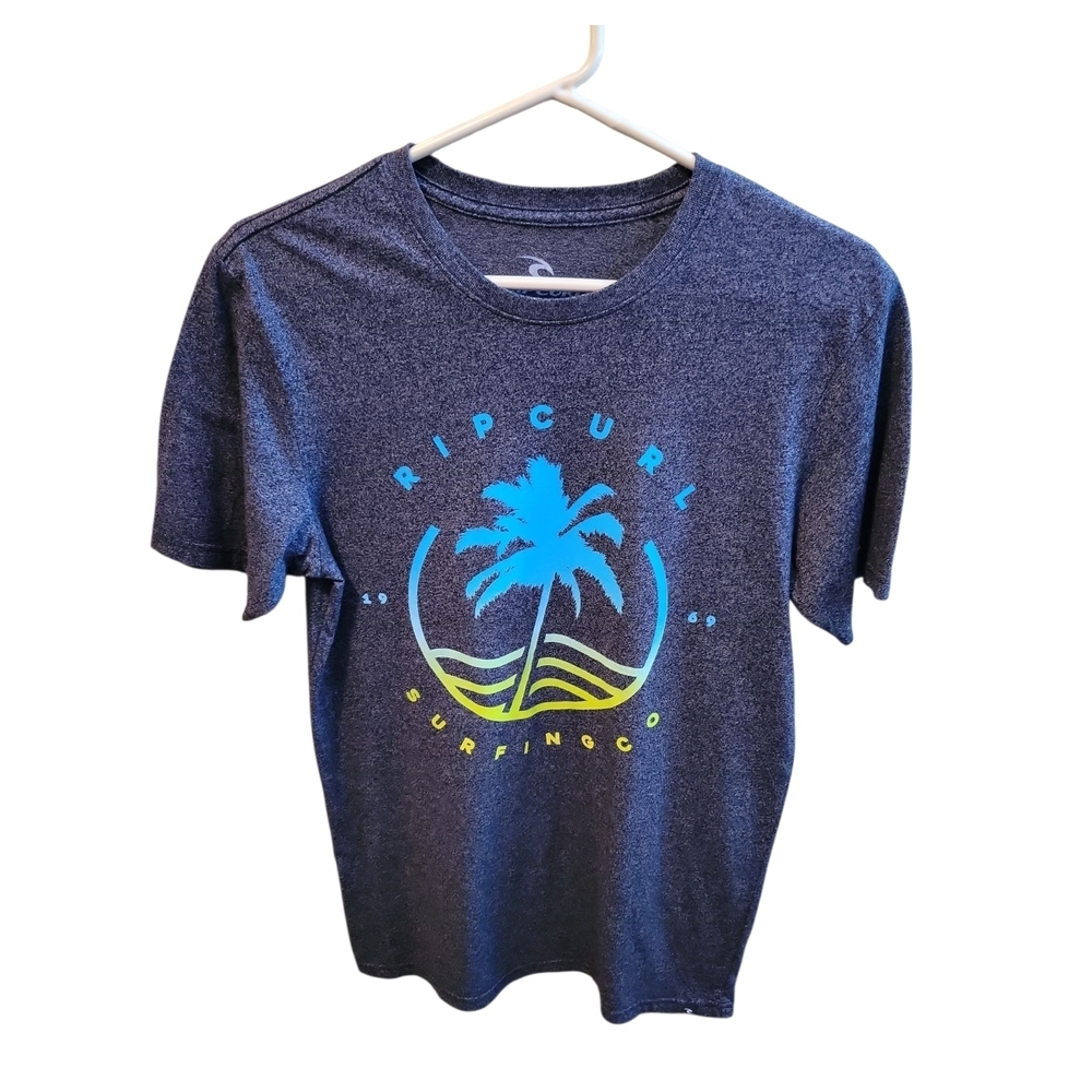 Rip Curl Charcoal Tee with Blue and Yellow Graphic Small